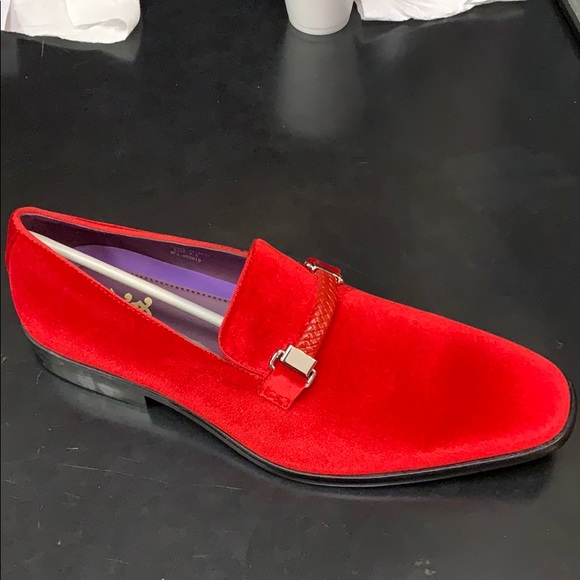 Red velvet shoes for men - Picture 1 of 3
